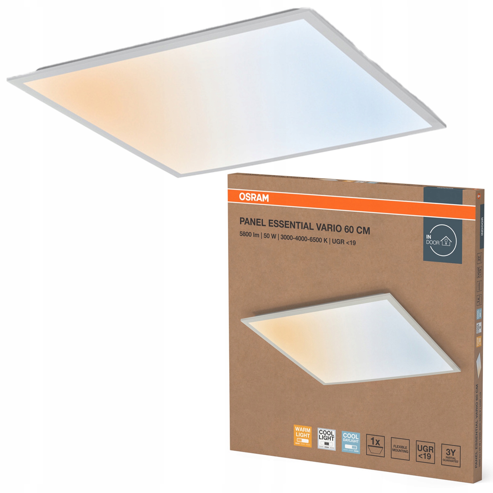 Led panel, zapustené svietidlo Kaseton 50W 4500lm Cct 60x60 cm Essential Osram