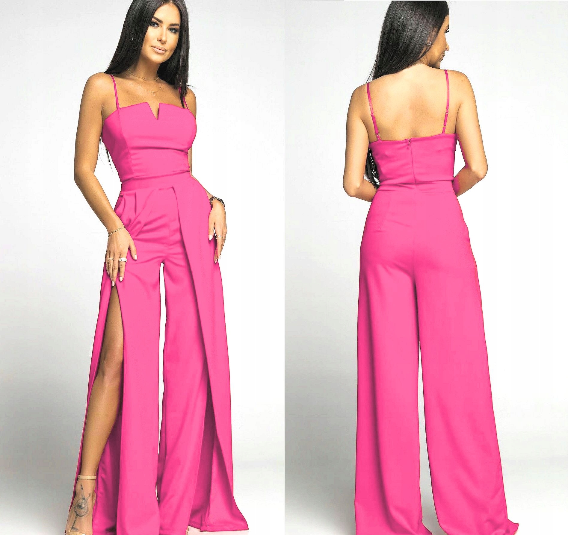 Fuksja elegancki kombinezon z rozcięciami Marka inna