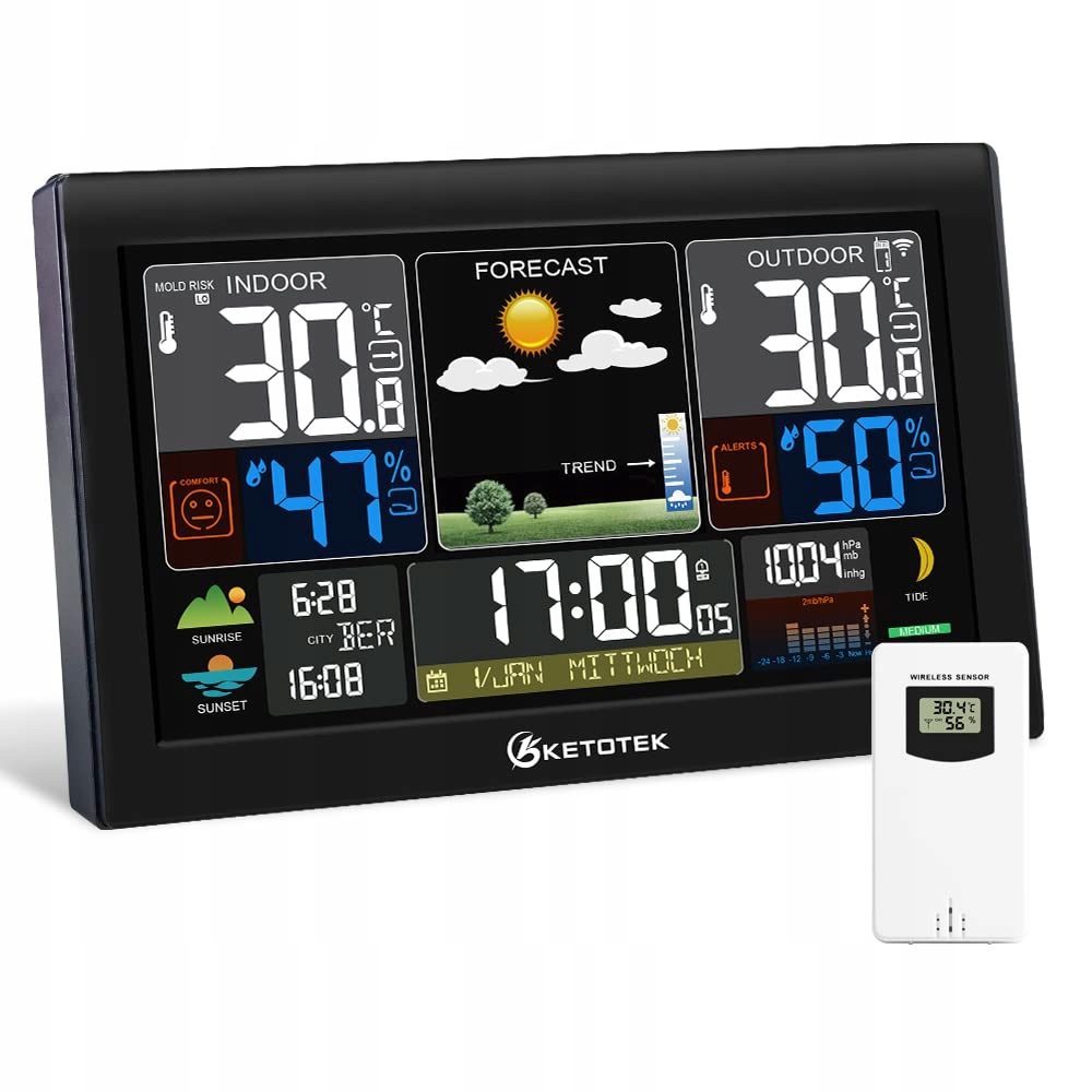 Bezdrátová Meteostanice Dcf Barometr LCD displej