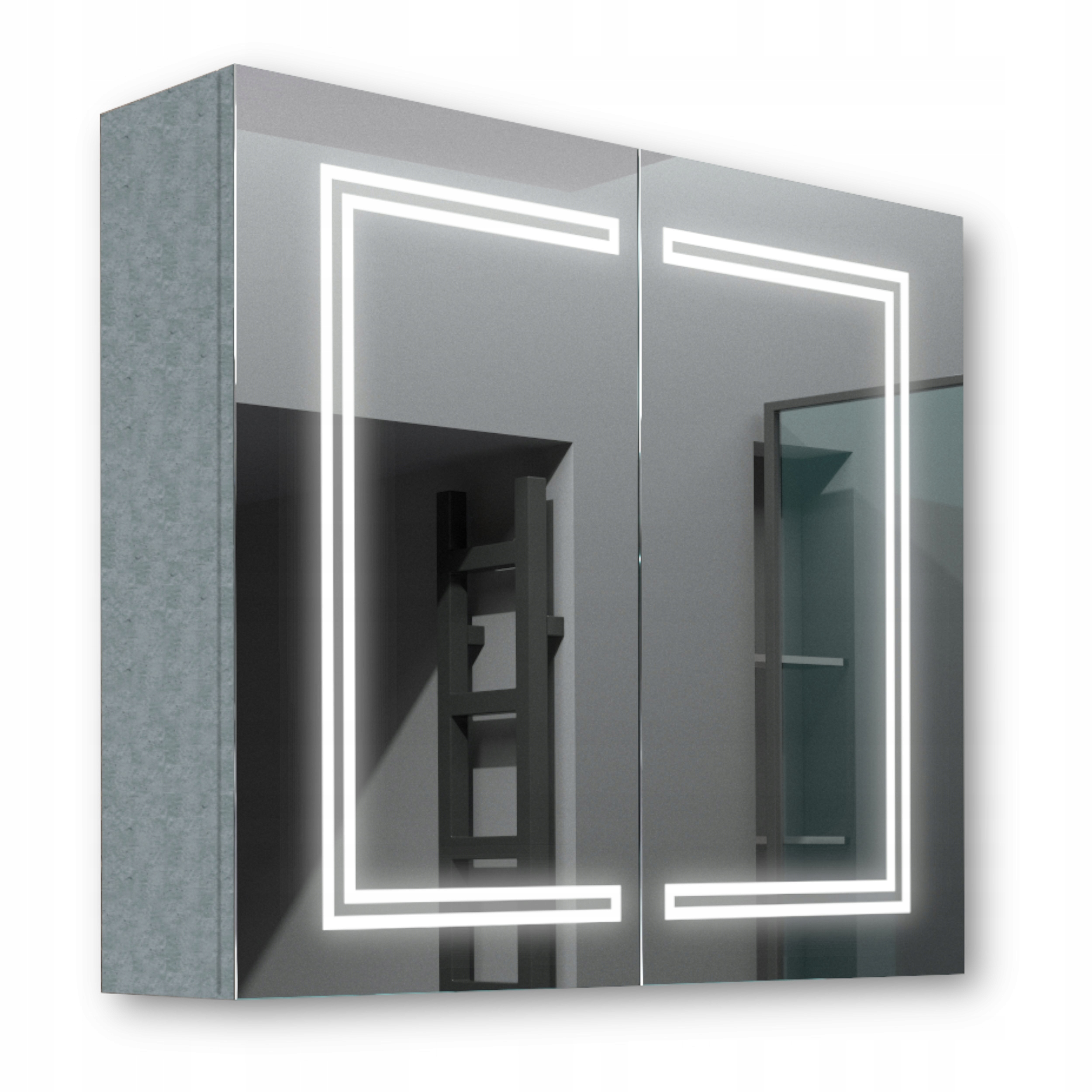 Drevená skrinka 80x70 Led zrkadlo Saturn Beton