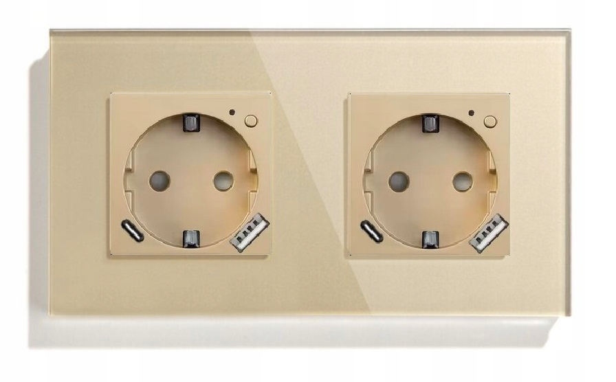 Elektrická Zásuvka Usb A+c 20W Wifi Skleněná Tuya Měření Energie Dvojité