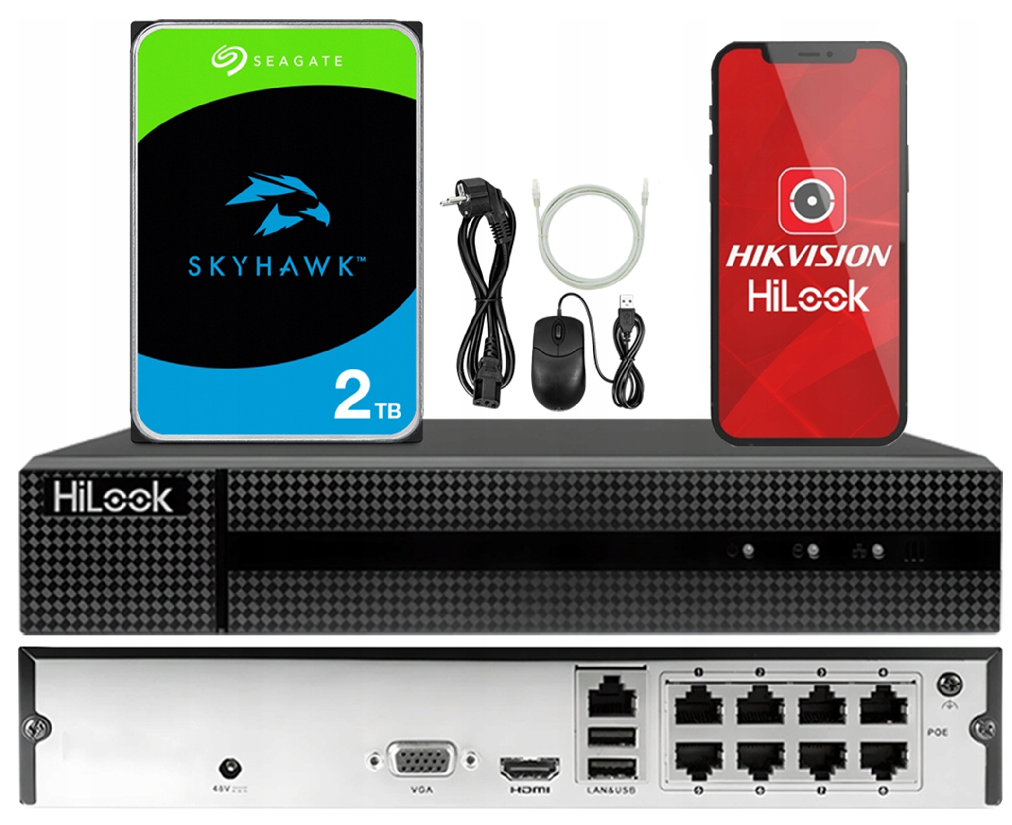 Ip rekordér Hilook By Hikvision s diskem 2TB 8x PoE Aplikace Mrak