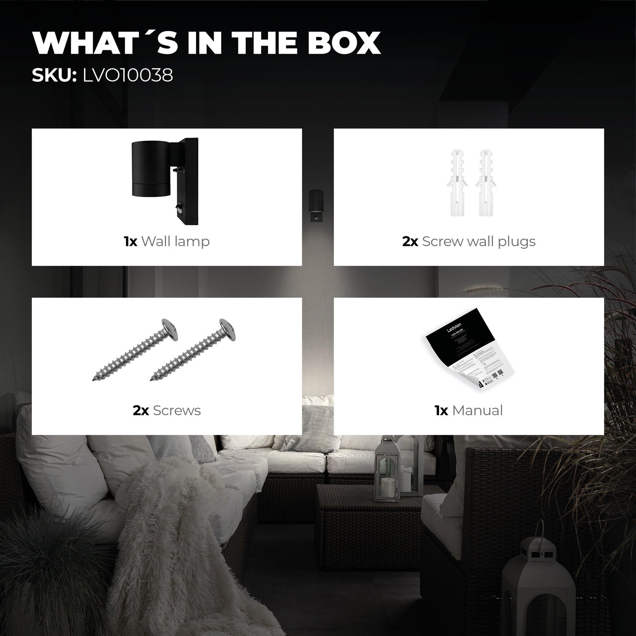 Lampa Ścienna LED Zewnętrzna Z Czujnikiem Ruchu IP54 LEDVION Colorado — miniatura 2