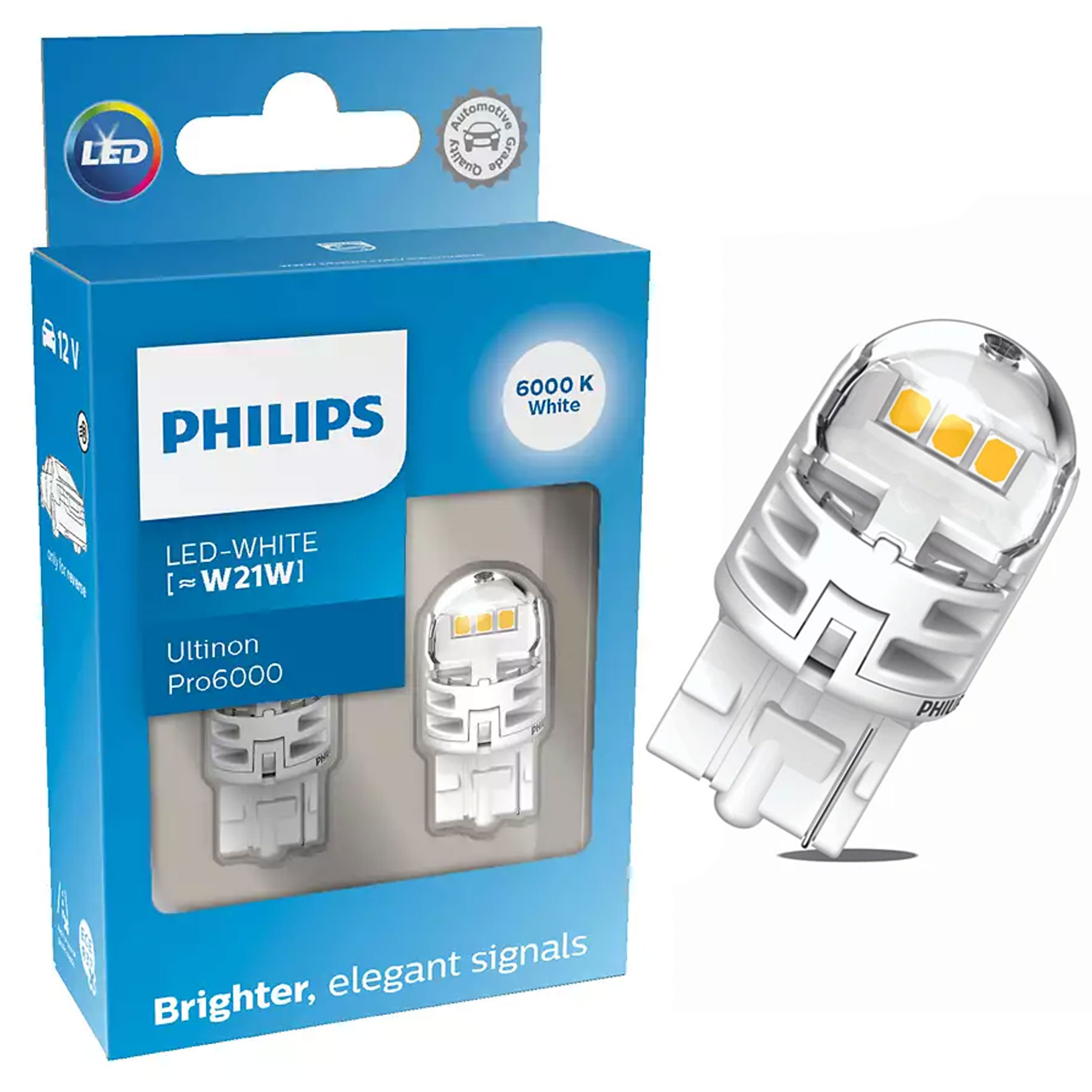 Philips W21W LED Ultinon Pro6000 SI 6000K Car signalling bulb W3x16d set of  2