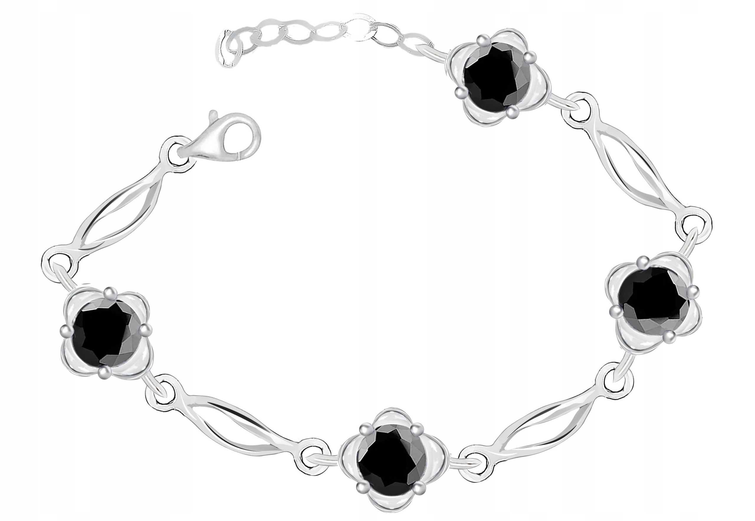 

Srebrna Bransoletka Z Czarnymi Cyrkoniami 925