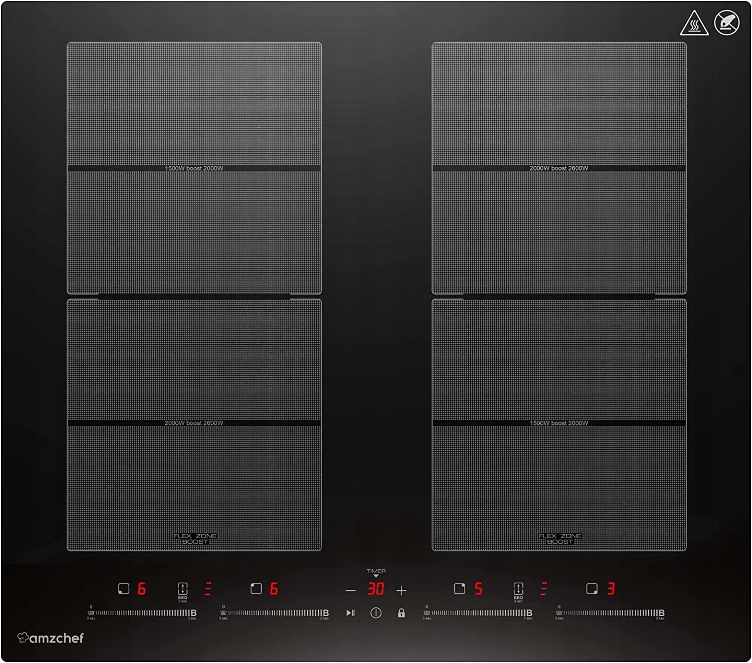 Indukční Varná Deska Amzchef Booster Sklokeramický Sporák 7400W Časovač