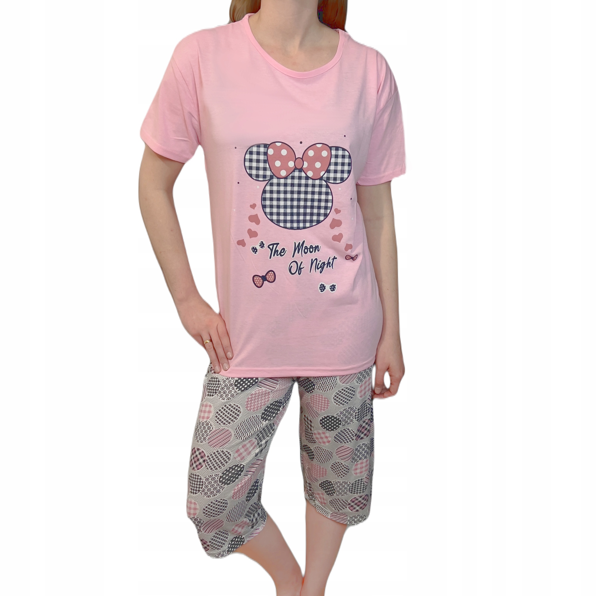 Pyžamo růžová myška 3/4 kalhoty bavlna XL Pohlaví Ženy