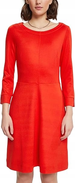 Esprit Červená Šaty S Klasickým Výstřihem, Hladká, Velikost L 6EA