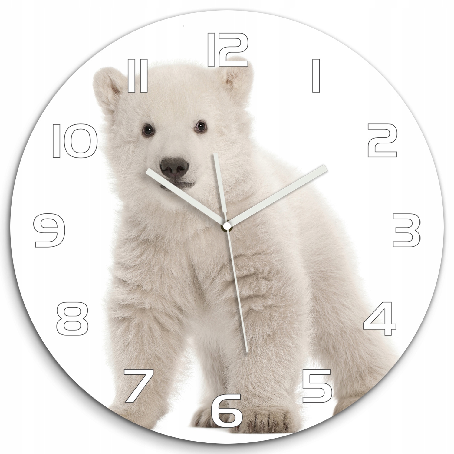 

Duży okrągły szklany zegar Miś polarny fi 60 cm