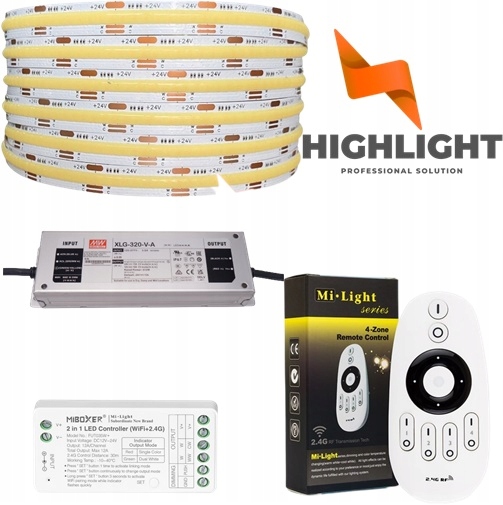 20m Sada led pások Cob+cct 16W 24V IP65HS Wi-Fi