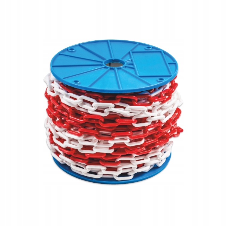 Plastový bílo-červený výstražný řetěz viditelný 8 mm x 25 m