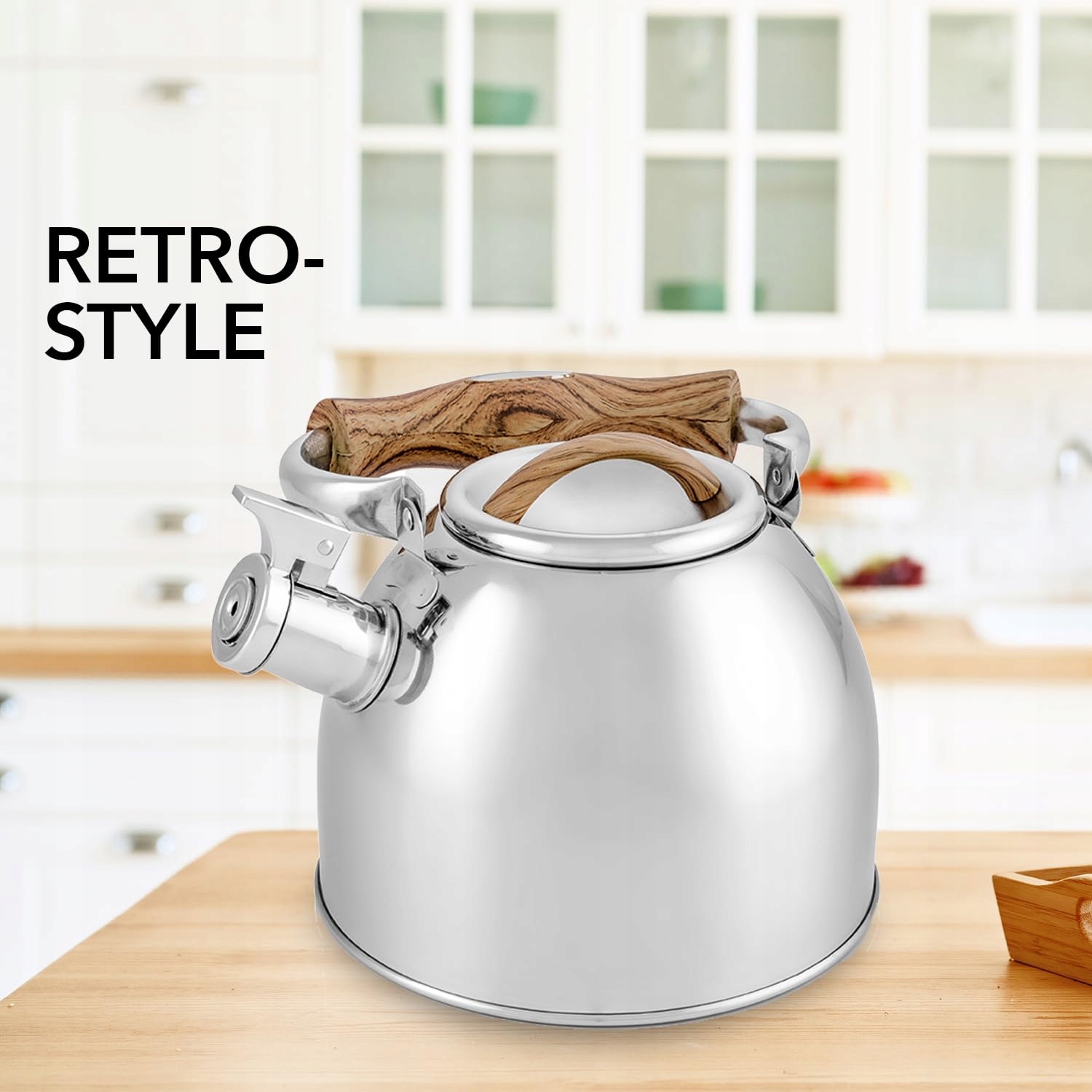 FLORINA JOE 2,5L Steel Kettle with Wooden Handle for Induction/Gas/Electric — miniatura 6