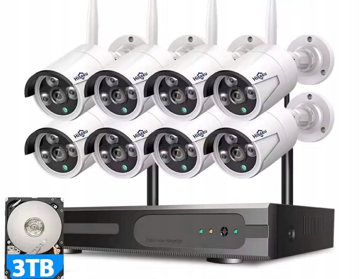Hiseeu 3 WiFi Cctv System Bezpieczeństwa Kamera Bezprzewodowa Zestaw Kamer