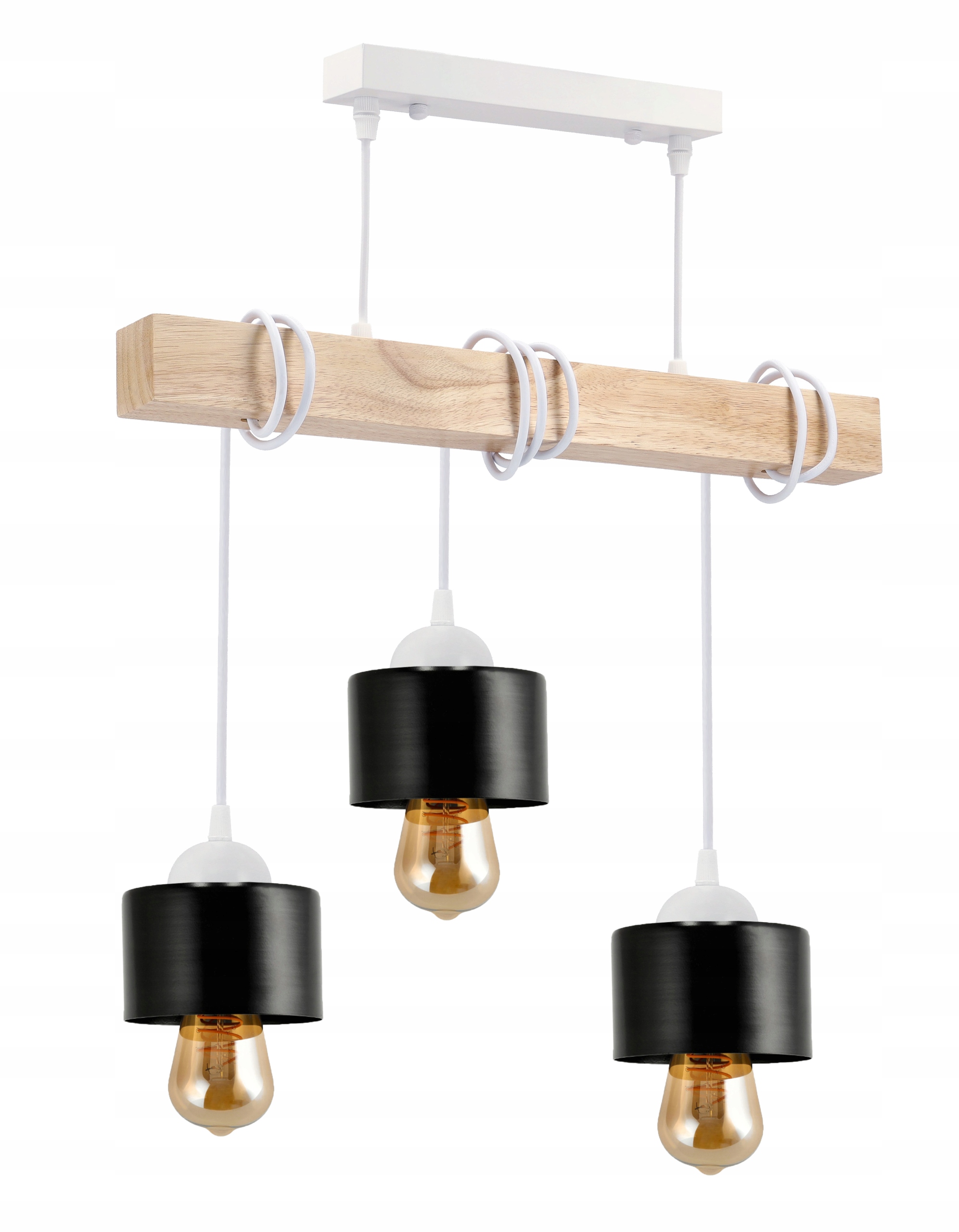 stropní svítidlo Led Závěsný lustr 3x E27 Loft Dřevo Dřevěný dub