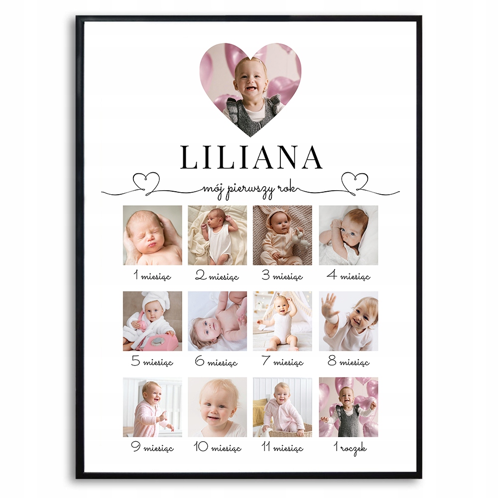 PLAKAT 70x50cm ROCZEK DZIECKA Prezent Twoje Zdjęcia Foto Kolaż Twój Tekst