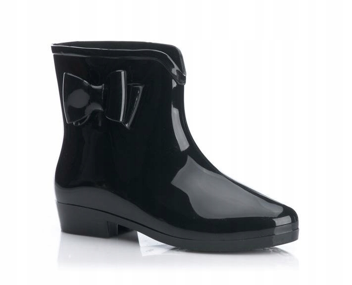 5863 KRÓTKIE CZARNE KALOSZE GUMOWE KOKARDA 37 Marka inna