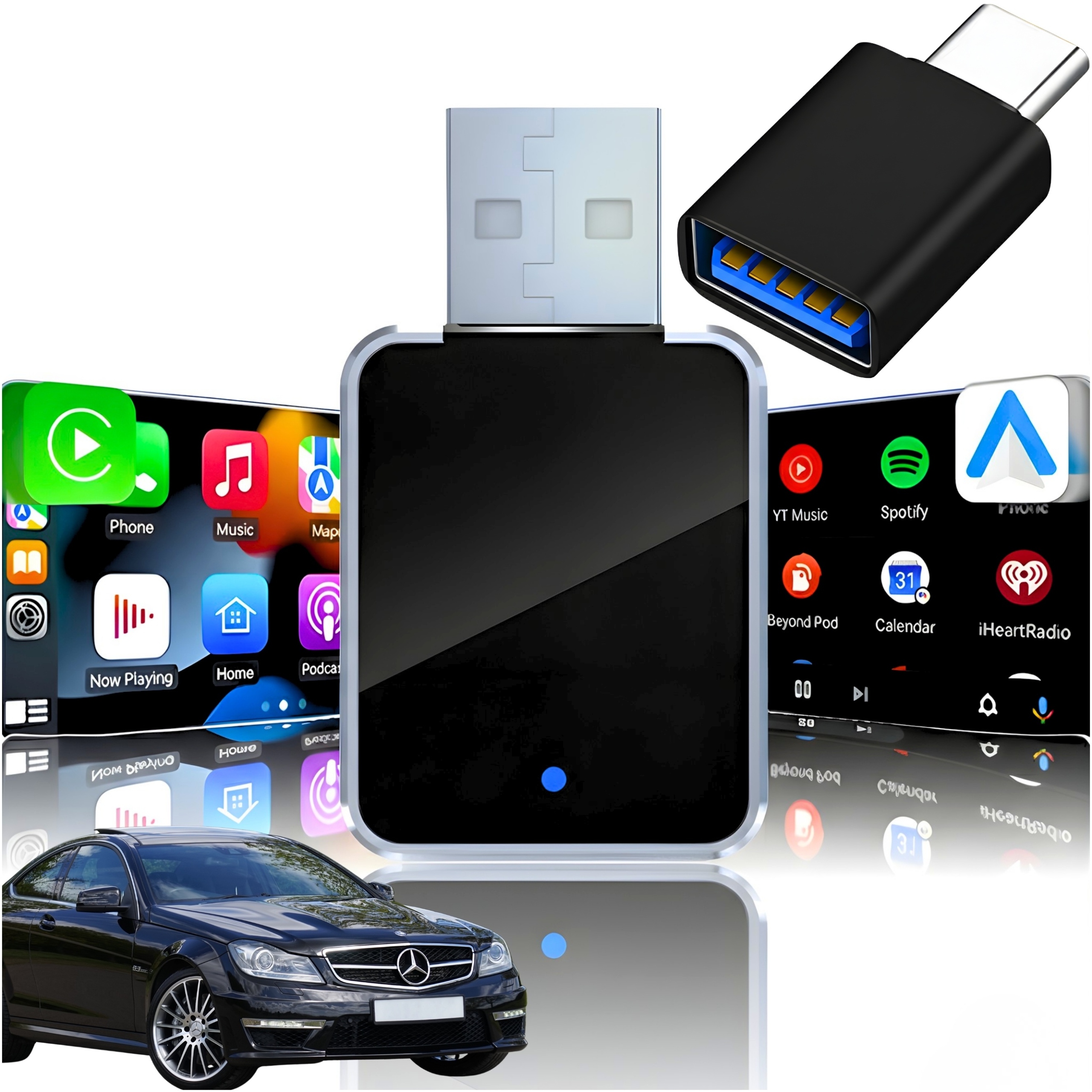 Adapter Usb Moduł Carplay Android Auto Bezprzewodowy Wifi Bt 5.0 Mini Pro