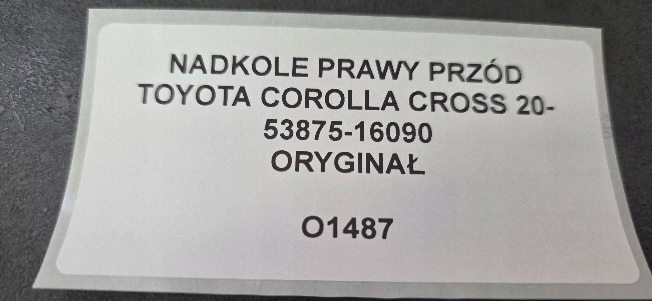 mudguard front right side Toyota Corolla Cross 5387516090