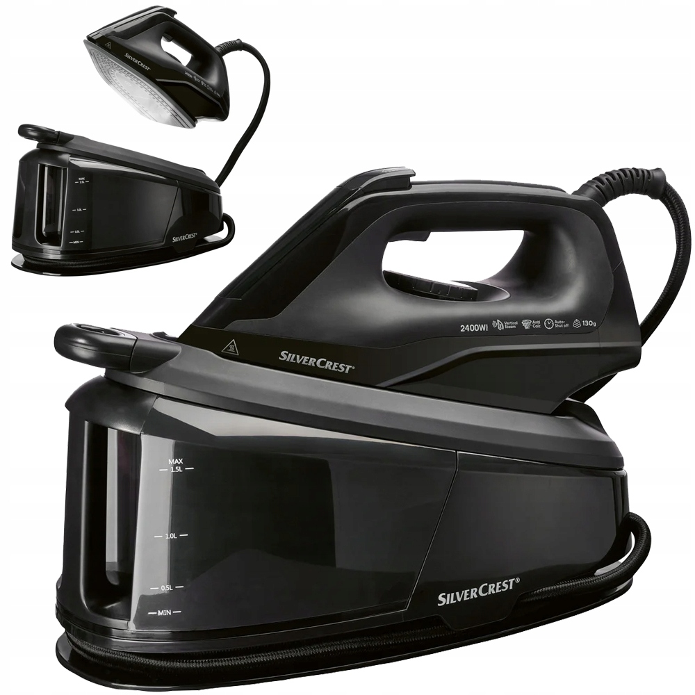 Żelazko ze stacją parową, 2400 W, Silvercrest Sdsb 2400 A1 5 bar, czarne
