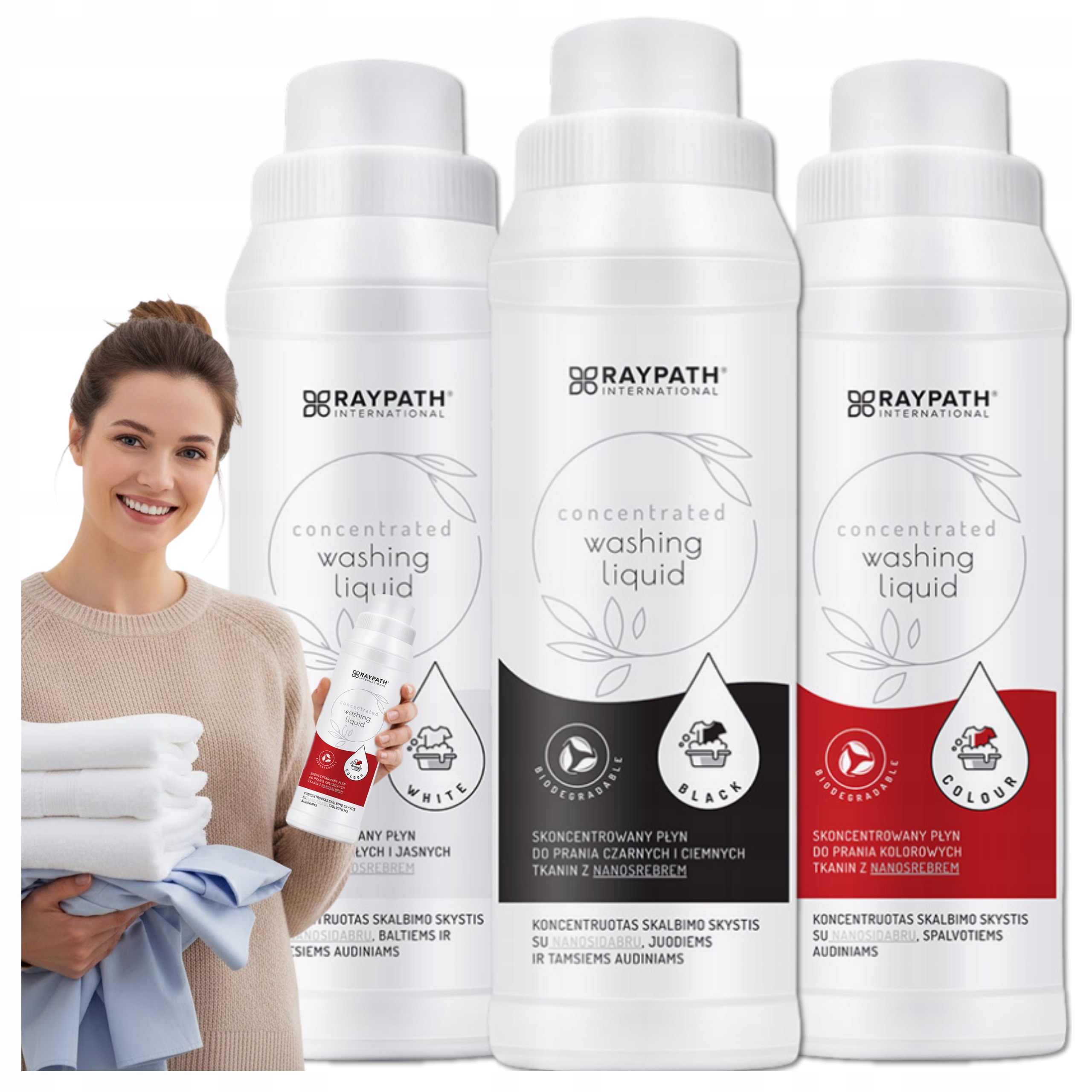 Raypath 3x Sada koncentrovaných pracích prostředků na praní, světlé, tmavé a barevné