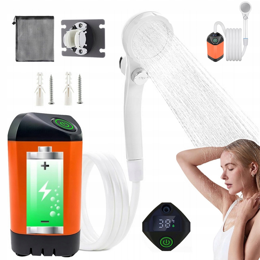 Kempingová Sprcha S Akumulátorem 4800 Mah, Táborová Sprchová PUMPA+2 M Hadice