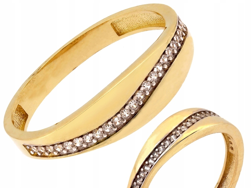 Prstýnek pro ženu ze zlata 585 s kamínky, elegantní a moderní