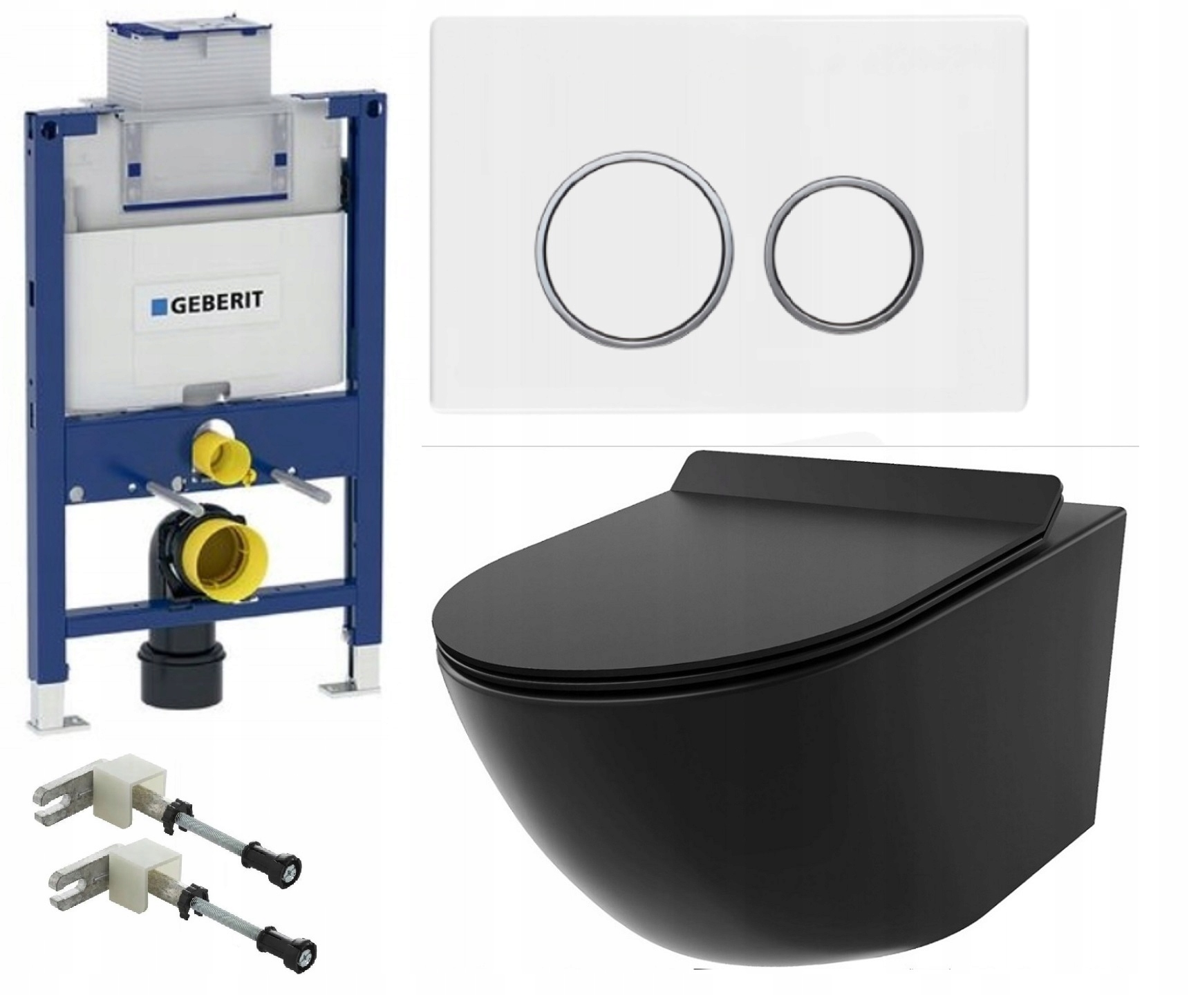 Stelaż Geberit Duofix Niski Omega 82cm miska M2 czarna Wc przycisk biały D