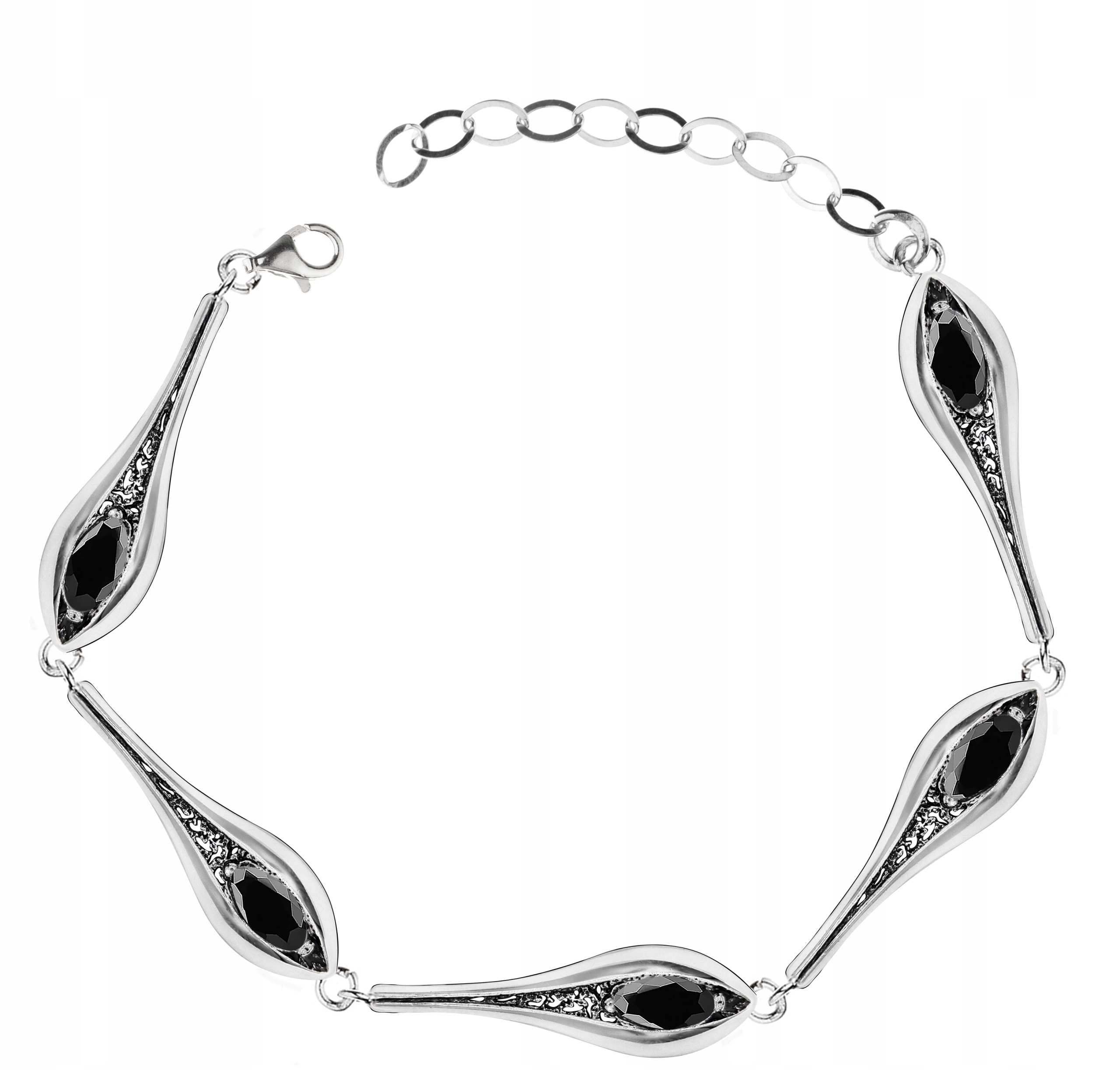 

Srebrna Bransoletka Sopelki Z Czarnymi Cyrkoniami