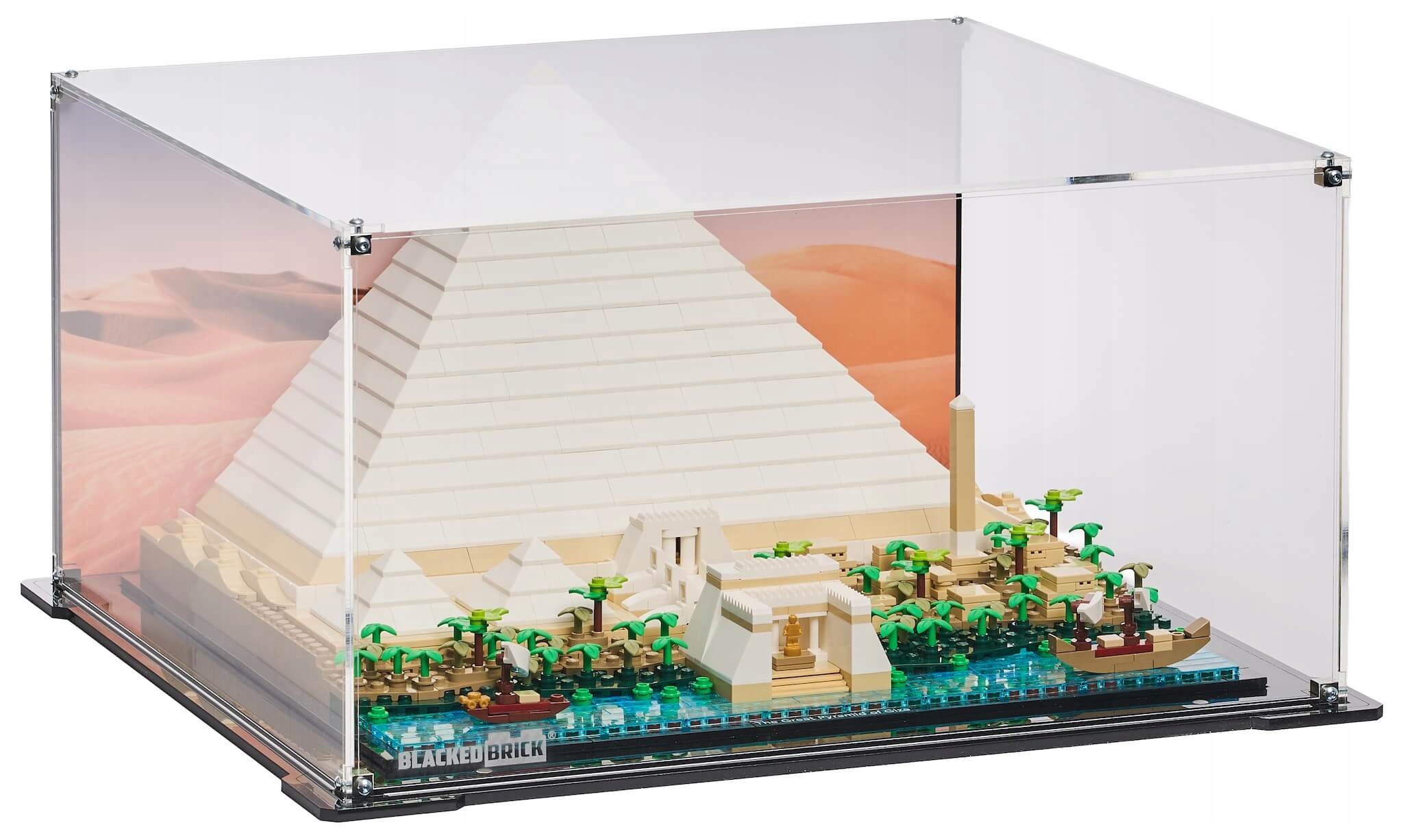 Vitrína s pozadím Blacked Brick pre Lego 21058 Architecture Cheopsova pyramída