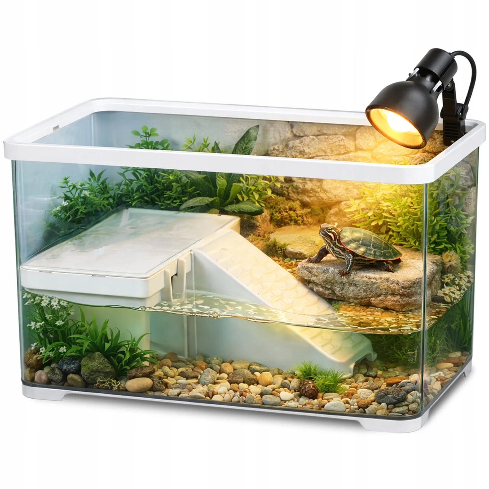 Levně Kompaktní Akvárium Pro Želvy S Ostrůvkem, Filtr, Čerpadlo, Čistá Voda, Lagunaverda