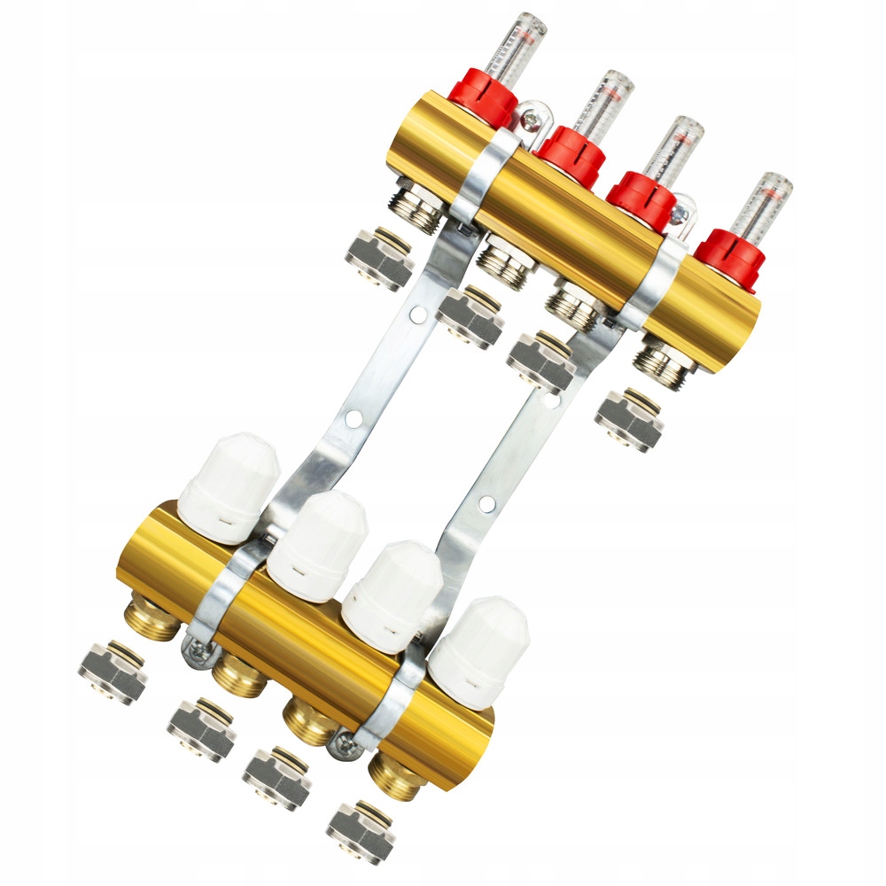 

Kolektor podłogowy 4 Sekcje Obwody mosiężny