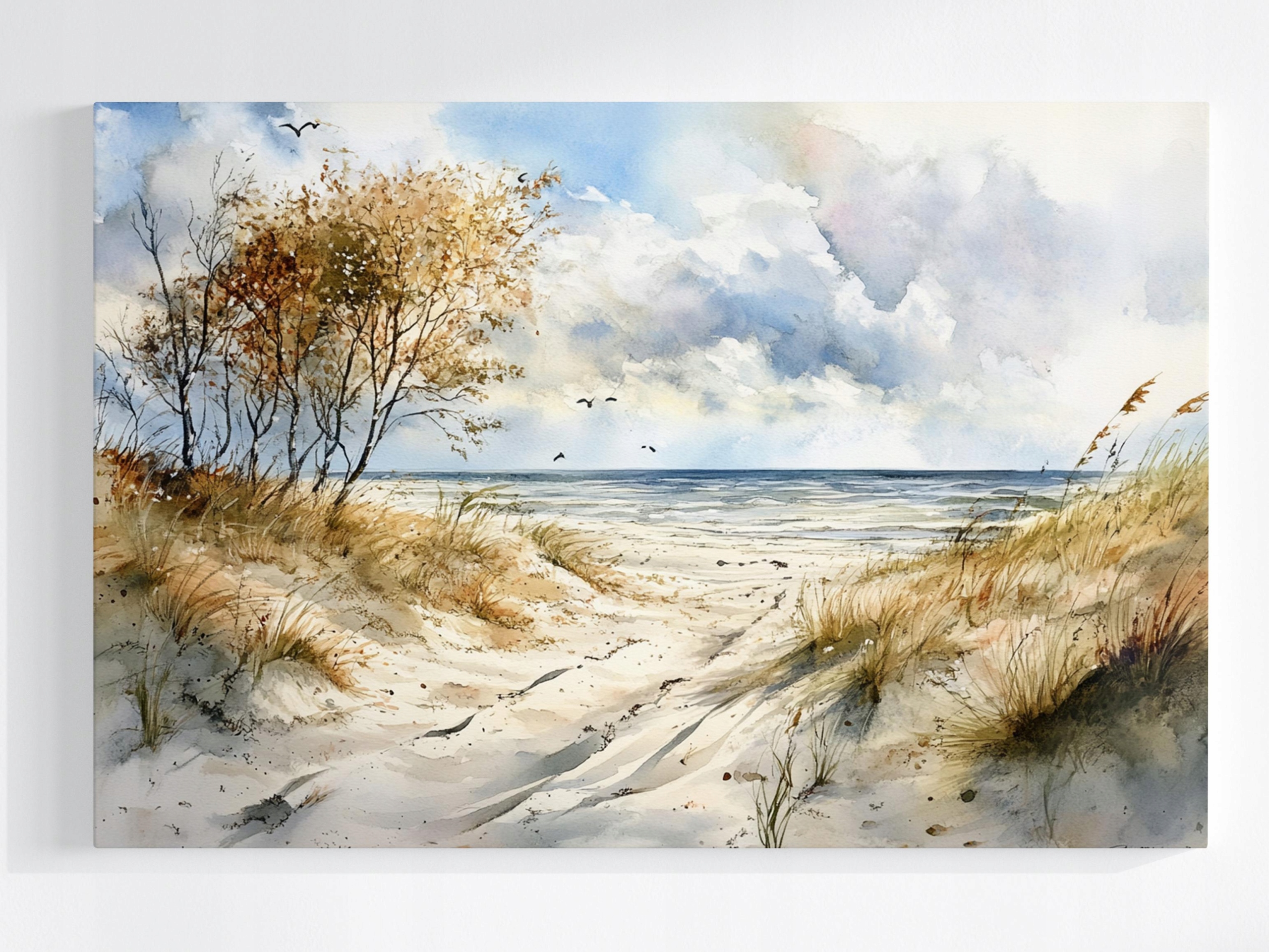 Obraz Na Plátně Canvas Pohled Na Pláž Písek Duny Moře Vlny Mewy 120x80