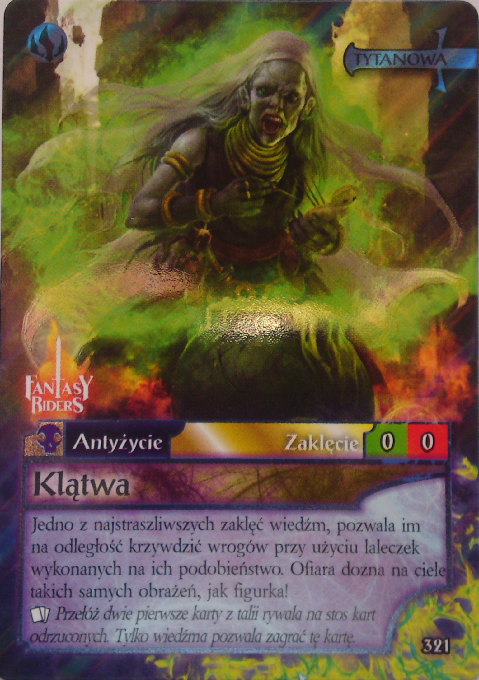 Karta Kolekcjonerska Panini Fantasy Riders Antyżycie Klątwa 321