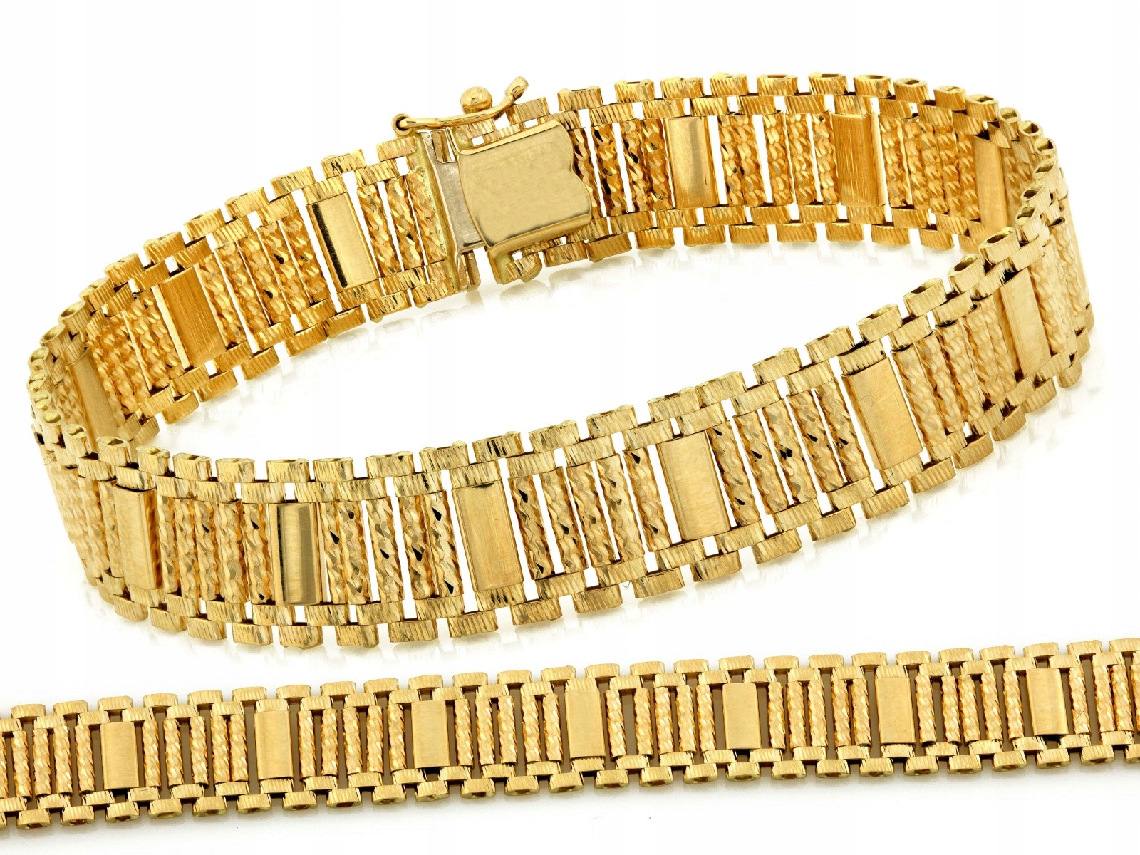 Náramek zlatý široký 585, bez kamenů, 20 cm, diamantový, 15.44 g