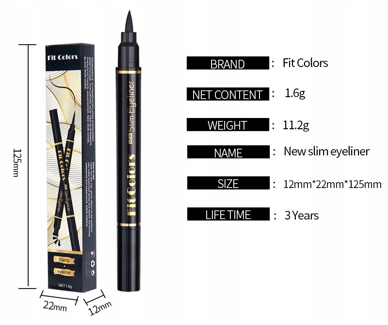 Eyeliner Czarny Pisak Stepel do Kresk Trwały Makijaż Czarny Marka inna marka