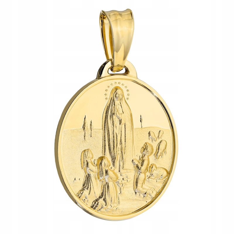 Zlatý Medailonek Přívěsek pr. 585 14k Matka Boží Fatimská Krabička