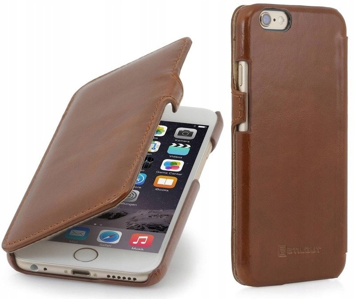 Etui z klapką Stilgut do Apple iPhone 6+/6S+ brązowy