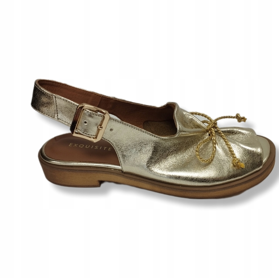 Dámské zlaté sandály Exquisite 1552 na plochém podpatku vel. 41