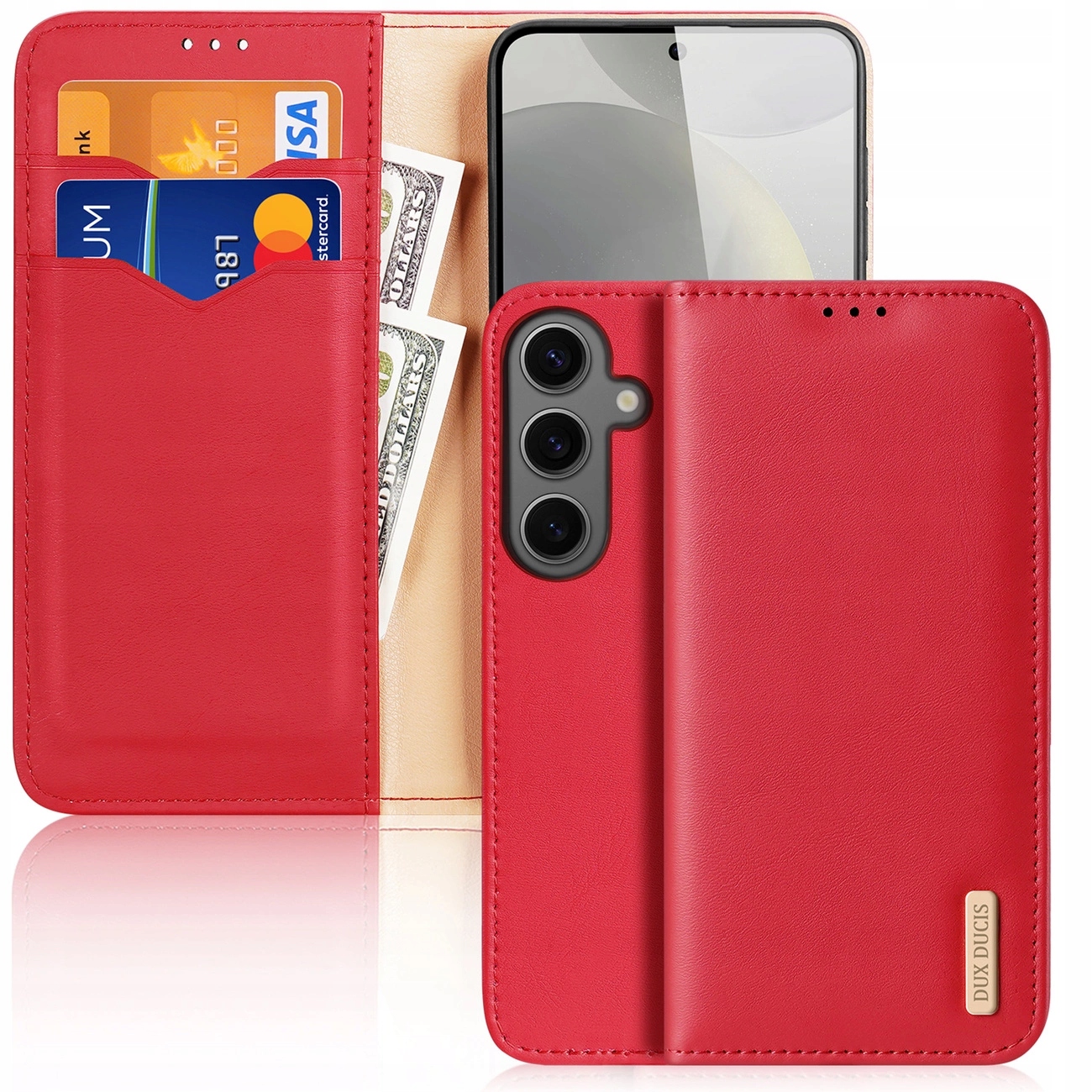 Etui Dux Ducis Hivo z klapką i blokadą Rfid do Samsung Galaxy S24 czerwon