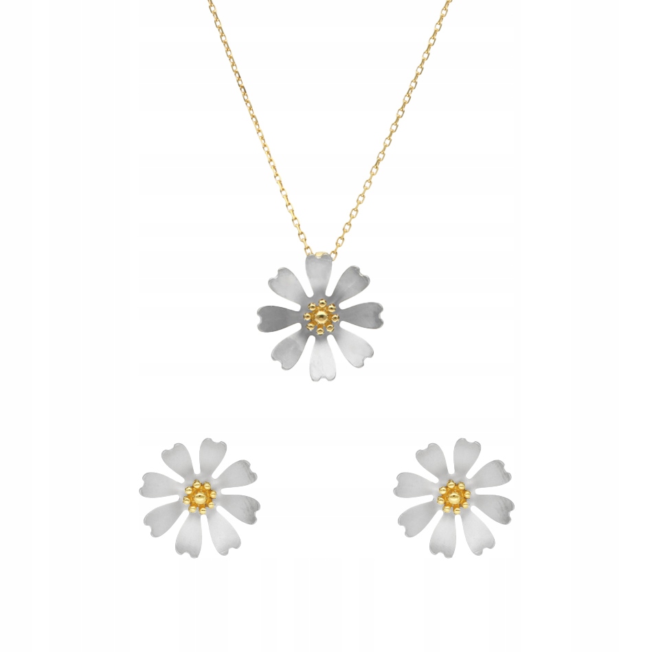 Komplet květů chrpy titan stříbro pozlacený