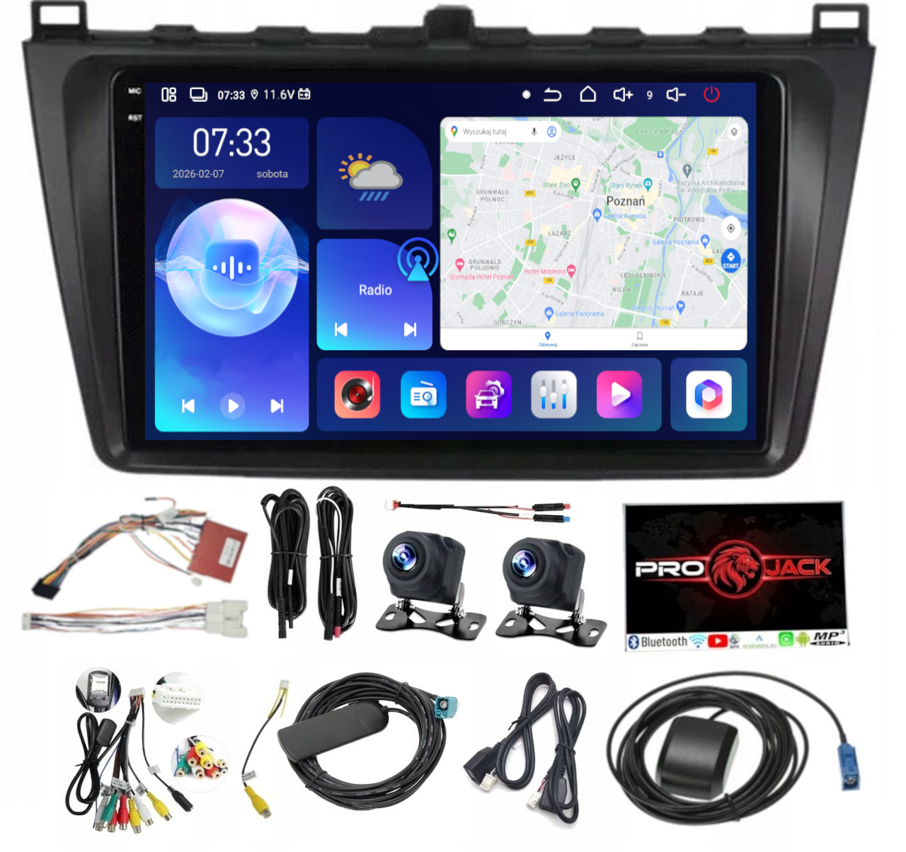 Android Auto rádio s Gps pro Mazda 6 2008-2013, Usb, CarPlay, WiFi, Usb, 128GB, Sim modem
