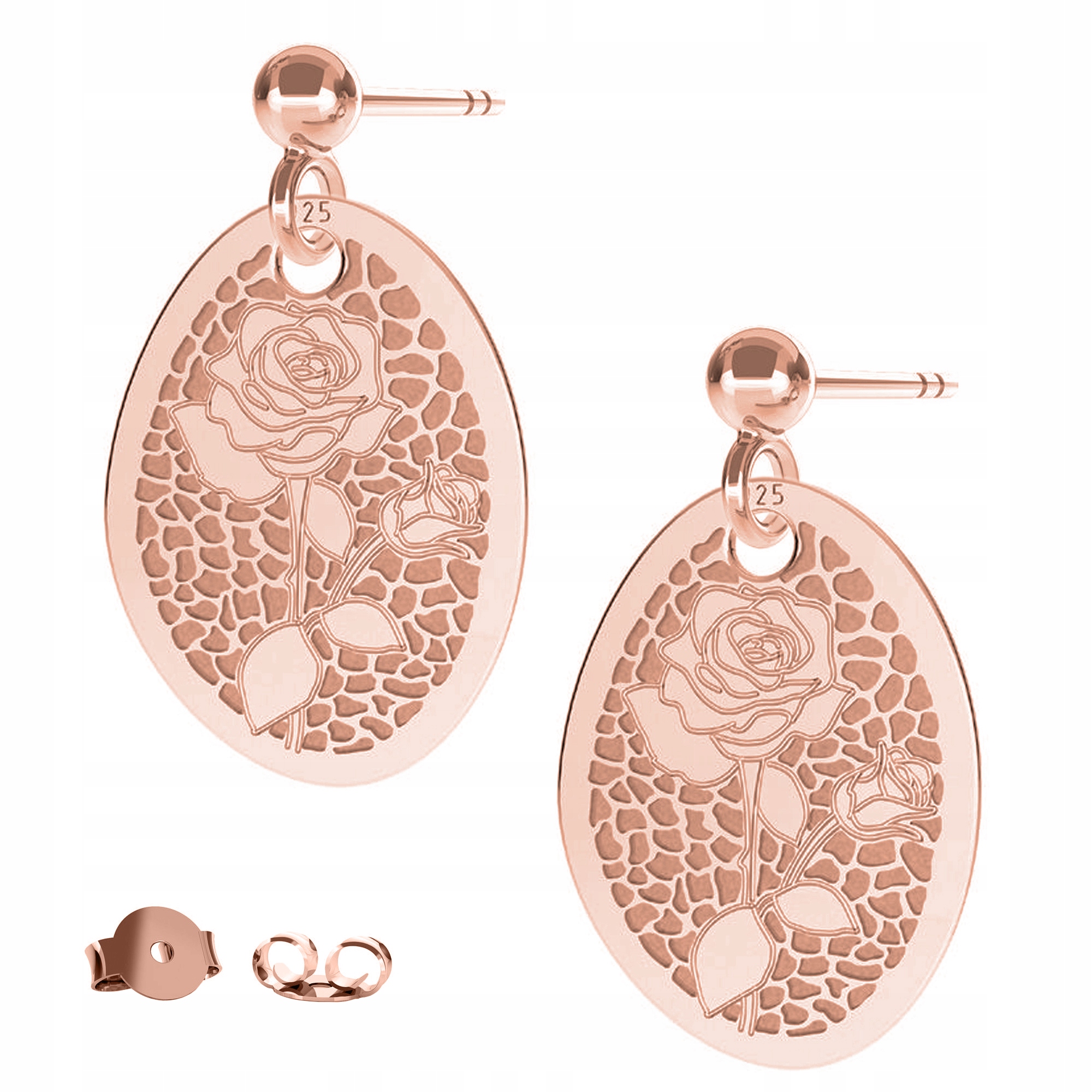 Náušnice Plíšek Růže Květ růžové zlato 925