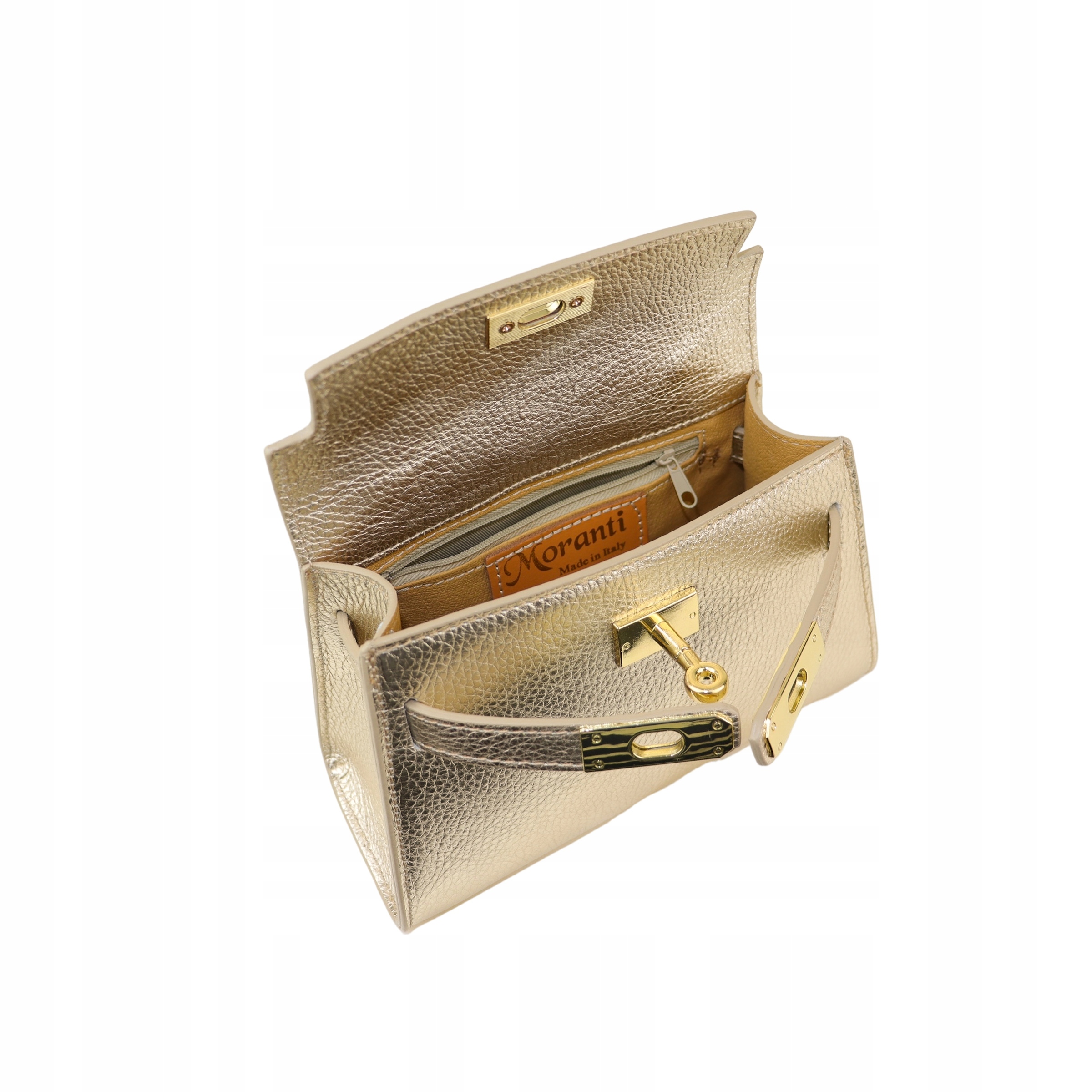 Torebka Damska Kuferek, skóra Emily Złoty Płeć kobieta