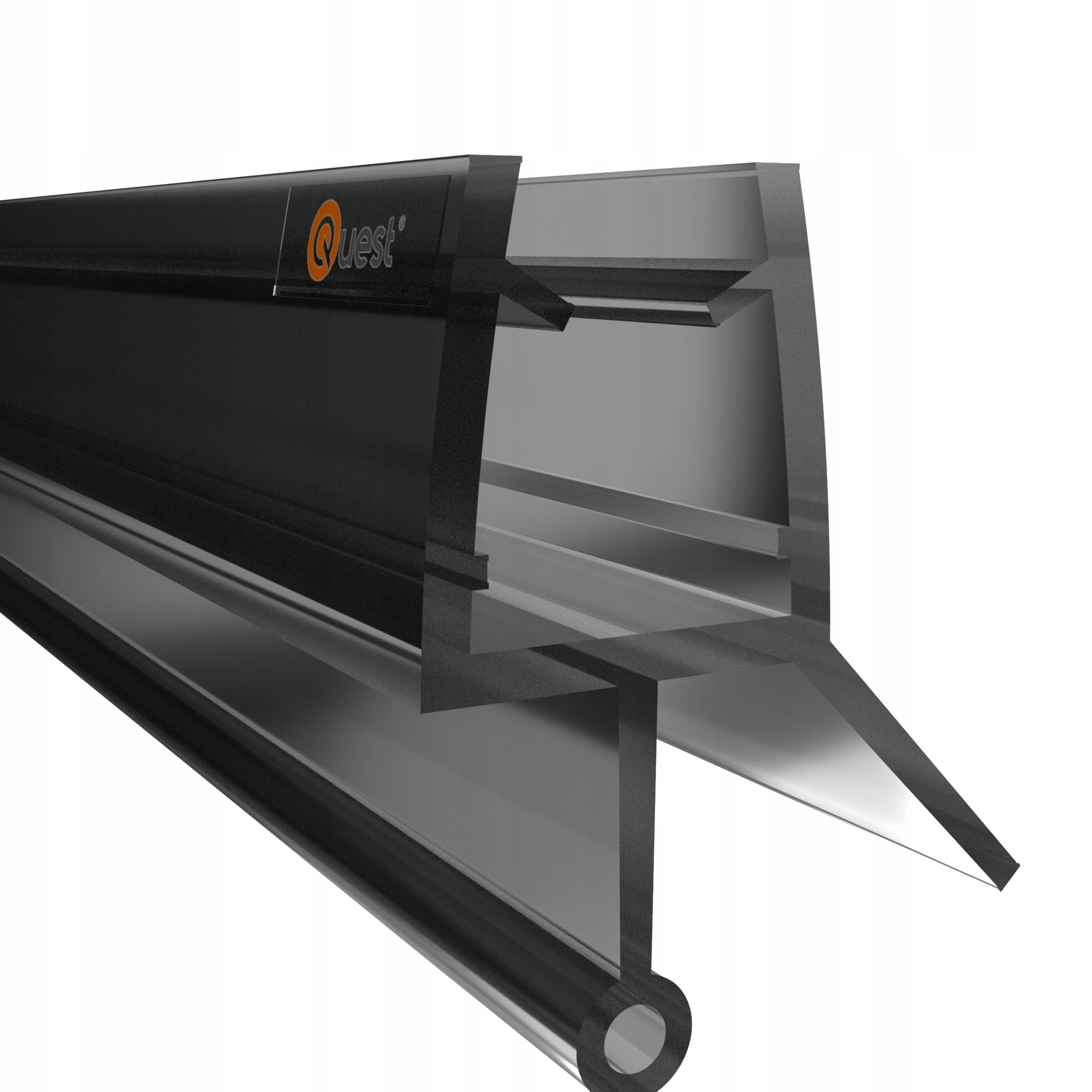 Spodná sprchová tesniaca podložka 100 cm čierna, okrúhla, zaoblená, 2 ks, perie