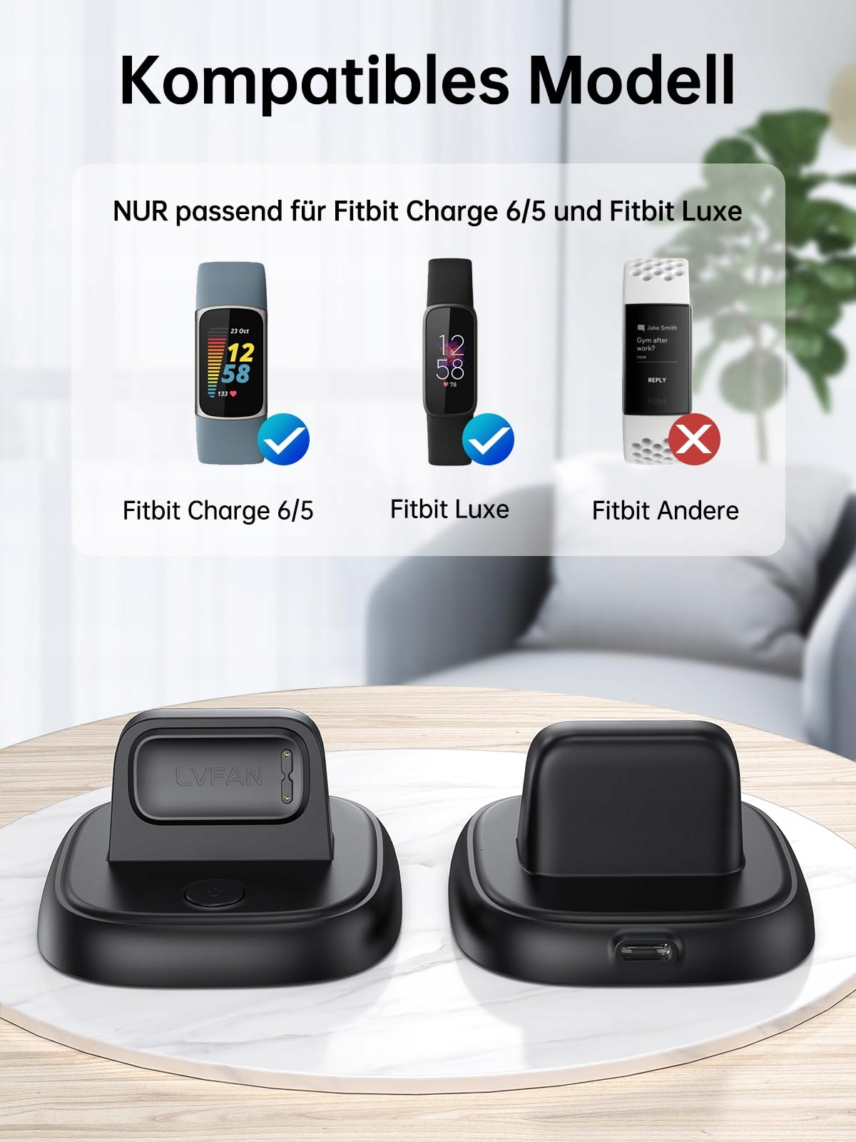 LVFAN Ładowarka Fitbit Charge 6 Szybkie Magnetyczne Złącze Reset Kabel — miniatura 2