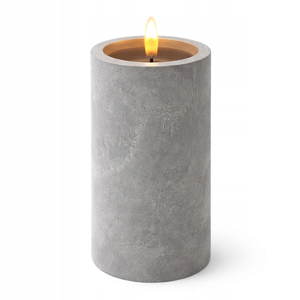 Świeca LED betonowa szara – dekoracyjna świeca LED 7,5 cm x 15 cm