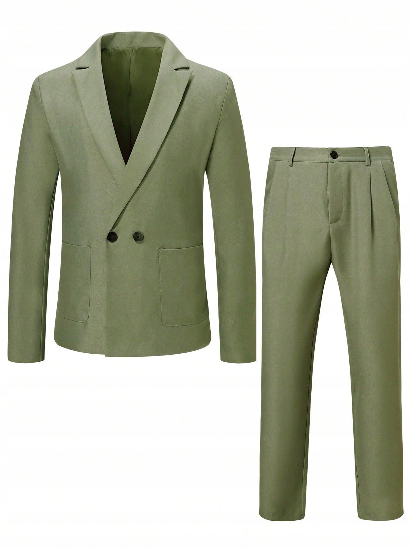 ZIELONY KOMPLET ELEGANCKI GARNITUR MARYNARKA SPODNIE DŁUGIE PROSTE SHEIN L Fason regular