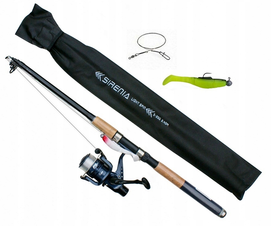 Gotowy Zestaw Wędkarski Młodego Wędkarza Spininng Teleskop na jezioro rzekę