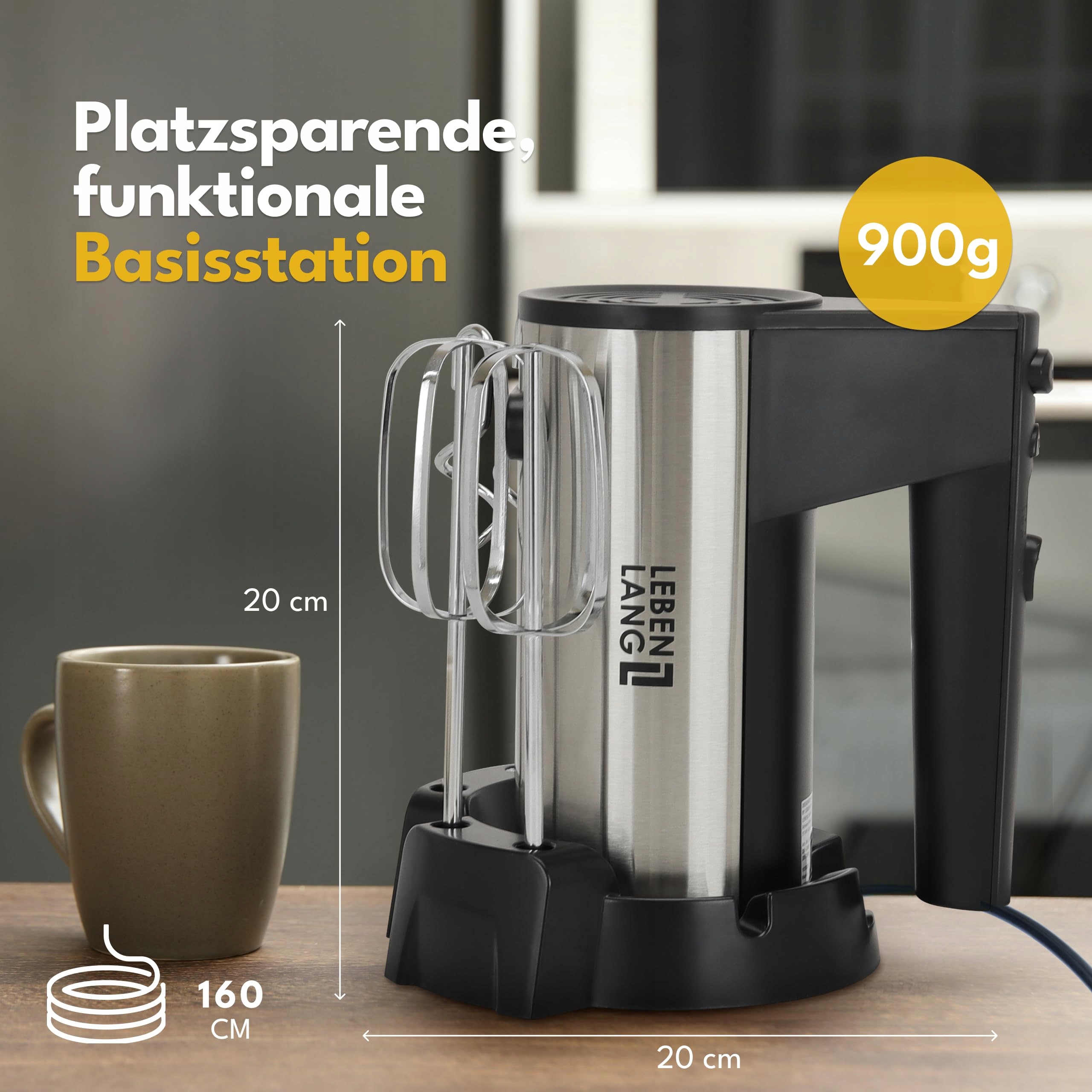 LEBENLANG Mikser Ręczny 5 Prędkości Turbo Z Podstawką Do Kuchni — miniatura 5