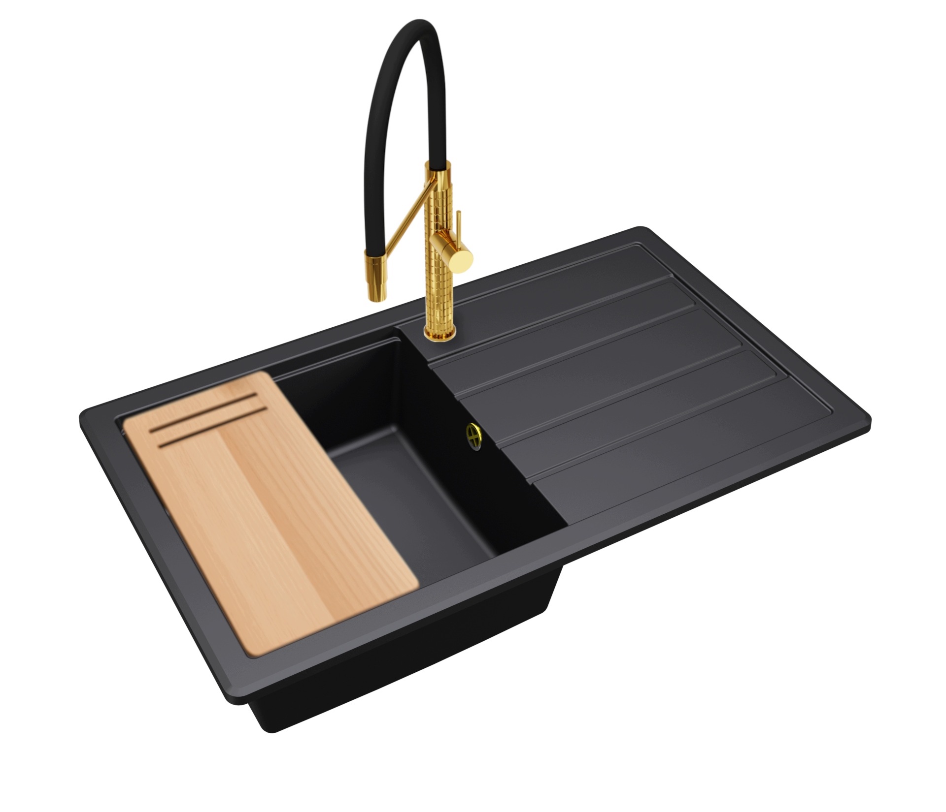 Granitový dřez Jednokomorový Zircon 7010 Deska Sifon Full Pro Zlato